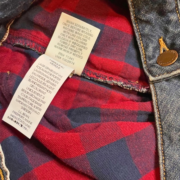 L.L. Bean Favorite Fit Women’s 16 Petite plaid lined blue jeans PRELOVED - Picture 10 of 13